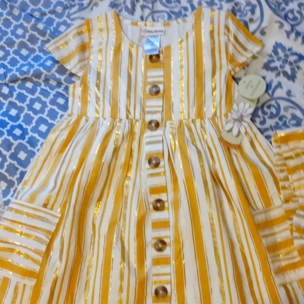Daisy Fuentes Girl Multicolor Vertical Stripes S/Sleeves, Lining Dress/Panty 3T